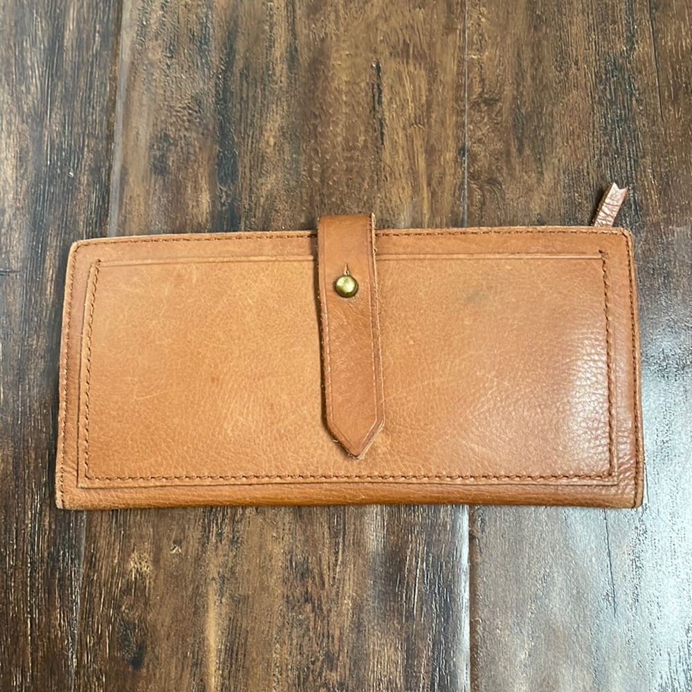 Madewell The Leather Post Wallet Color English Saddle
